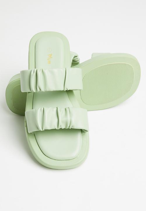 Plum - Peachy ruched double strap flatform slide - mint
