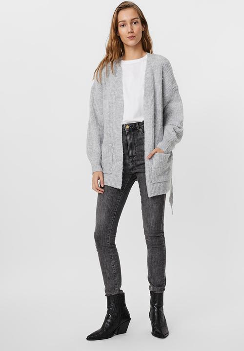 Vero Moda - Julie long sleeve belt cardigan - grey