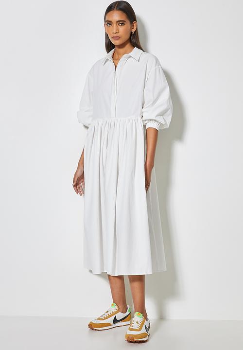 Superbalist - Collared babydoll dress - white