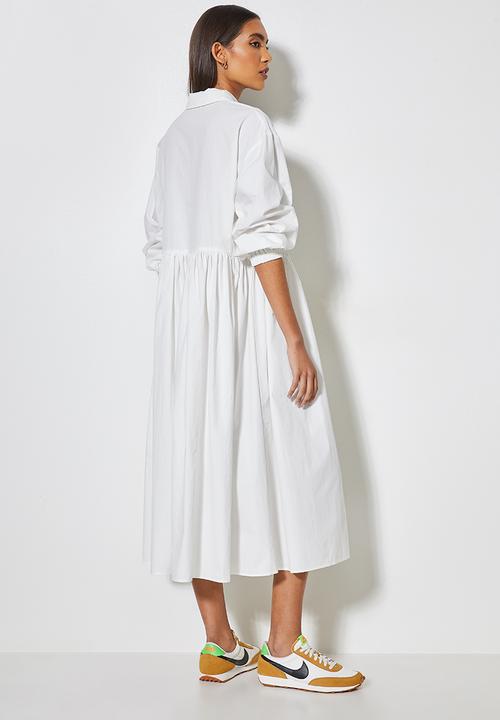 Superbalist - Collared babydoll dress - white