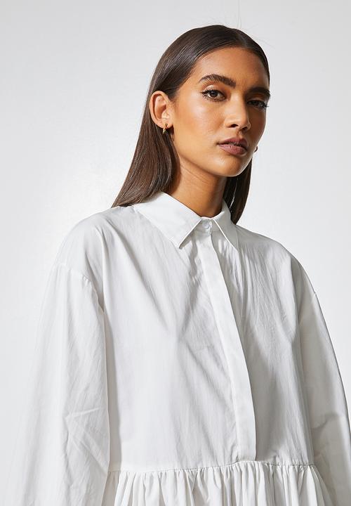 Superbalist - Collared babydoll dress - white