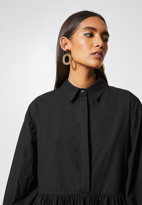 Superbalist - Collared babydoll dress - black