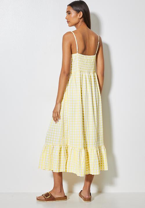 Superbalist - Seersucker fit & flare dress - yellow & white gingham