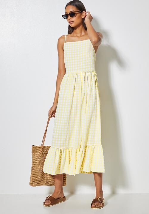 Superbalist - Seersucker fit & flare dress - yellow & white gingham
