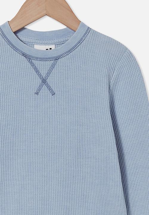 Cotton On - Long sleeve waffle pull over - dusty blue