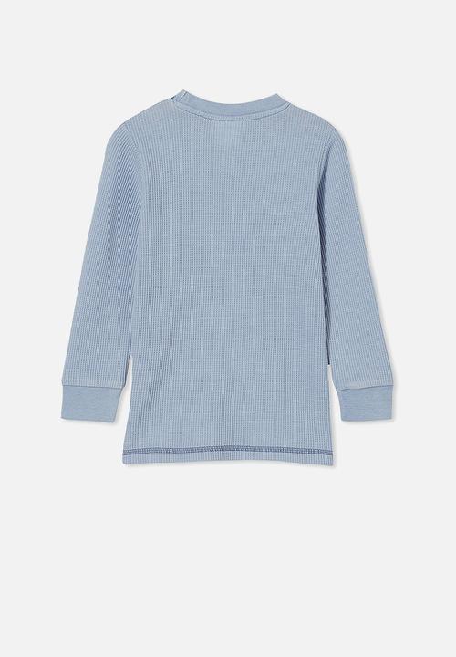 Cotton On - Long sleeve waffle pull over - dusty blue