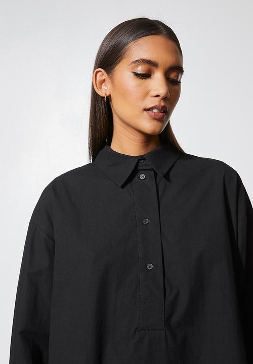 Superbalist - Curved hem shirt dress  - black