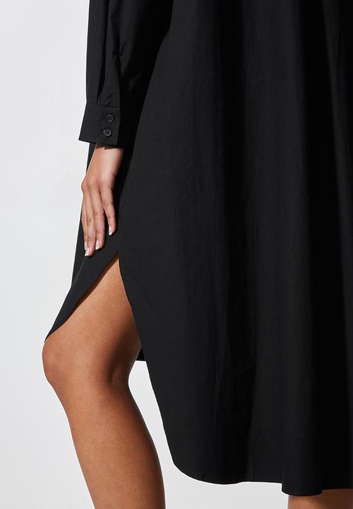 Superbalist - Curved hem shirt dress  - black
