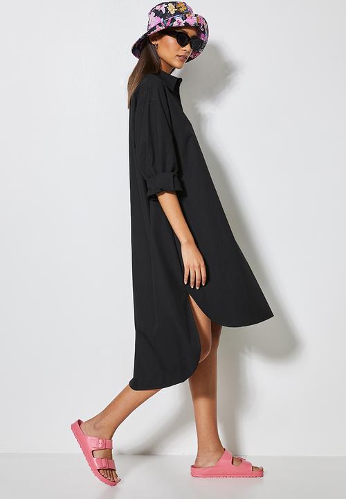 Superbalist - Curved hem shirt dress  - black