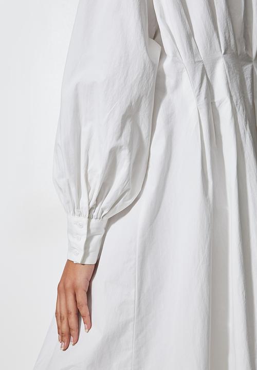 Superbalist - Pink tuck detail shirt dress - white