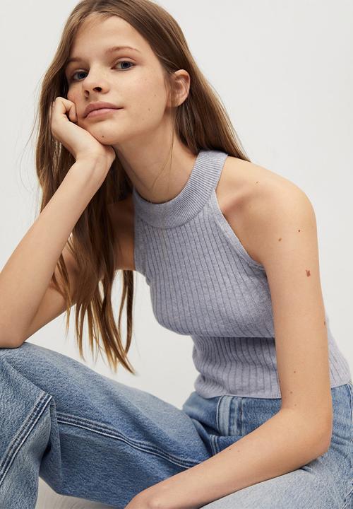 MANGO - Top ribi - grey