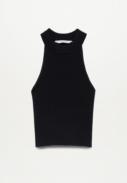 MANGO - Top ribi - black