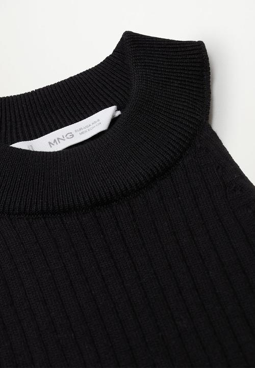 MANGO - Top ribi - black