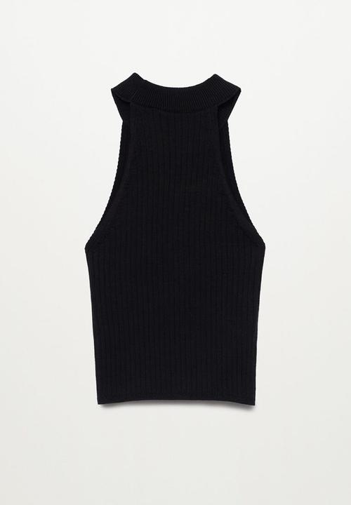MANGO - Top ribi - black