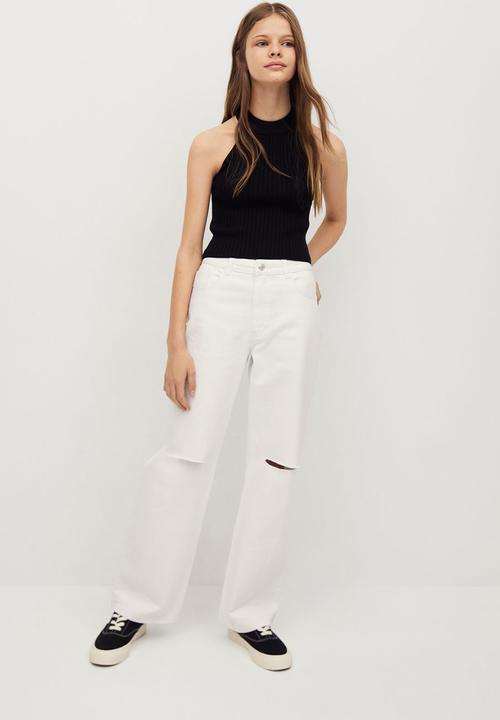MANGO - Top ribi - black