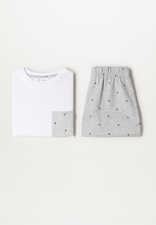 MANGO - Pijama pack rene - grey & white 