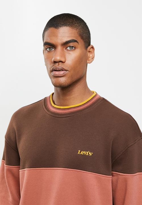 Levi’s® - Colour block tipped crew - bitter chocolate
