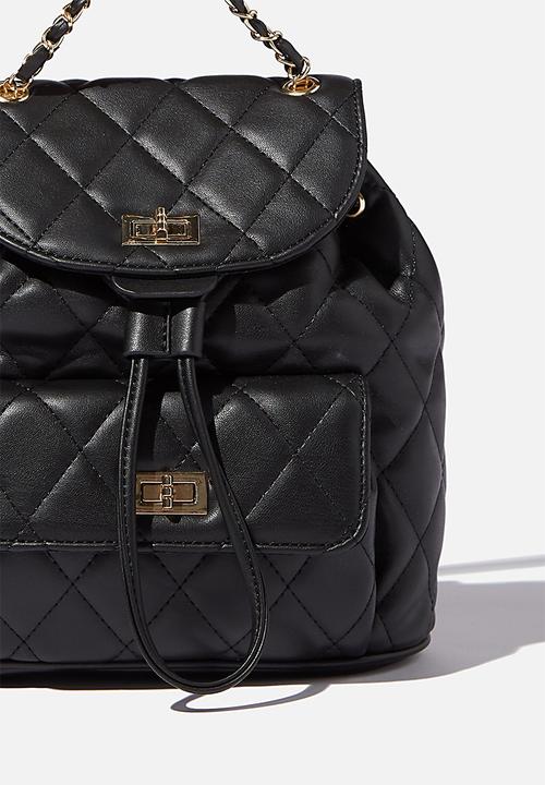 Rubi - Quilted chain backpack - black