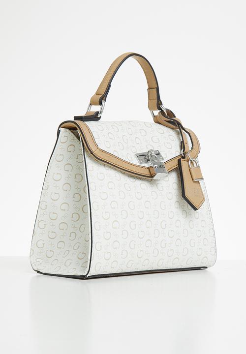 GUESS - Kravitz small flap satchel - white