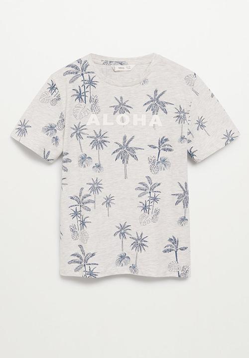 MANGO - T-shirt aloha - grey