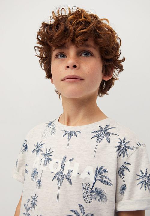 MANGO - T-shirt aloha - grey