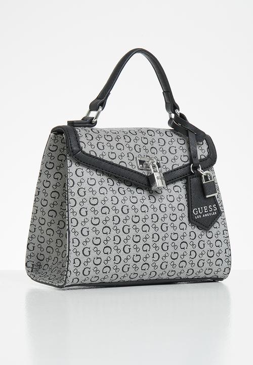 GUESS - Kravitz small flap satchel - black & grey 