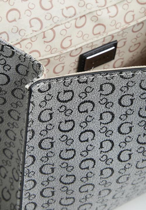 GUESS - Kravitz small flap satchel - black & grey 
