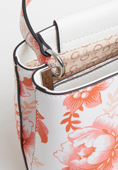 GUESS - Karlan mini bucket crossbody - pink & white 