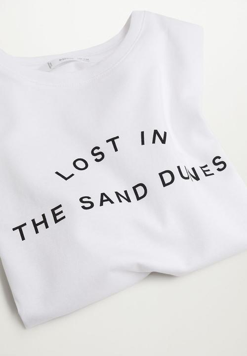MANGO - T-shirt sand - white