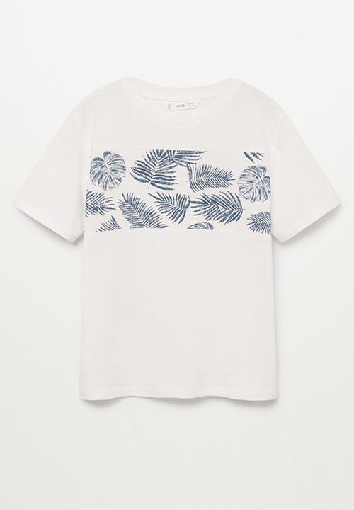MANGO - T-shirt leaves - white