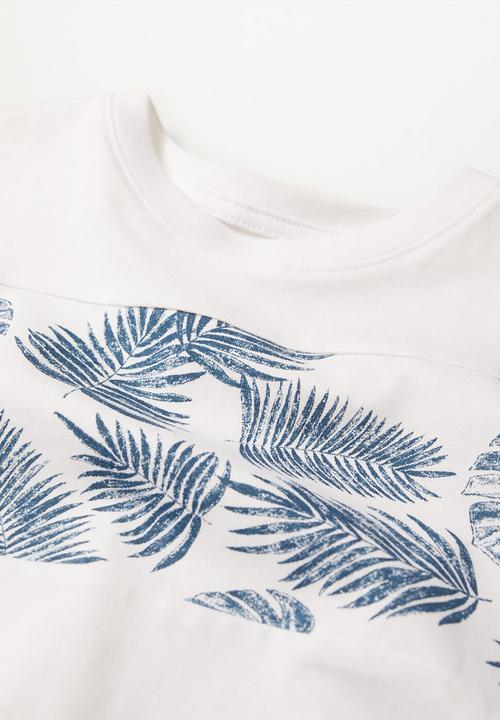 MANGO - T-shirt leaves - white