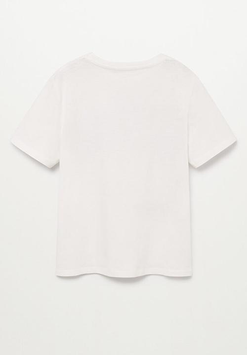 MANGO - T-shirt leaves - white