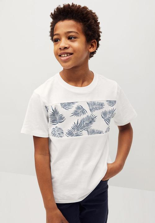 MANGO - T-shirt leaves - white