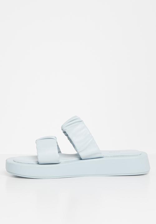 Plum - Peachy ruched double strap flatform slide - blue