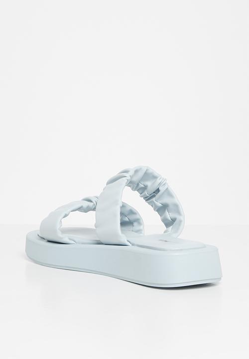 Plum - Peachy ruched double strap flatform slide - blue