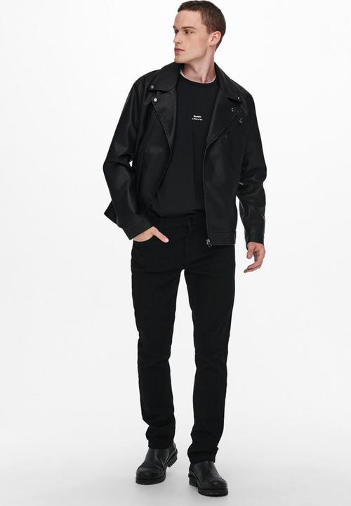 Only & Sons - Saksel biker jacket - black
