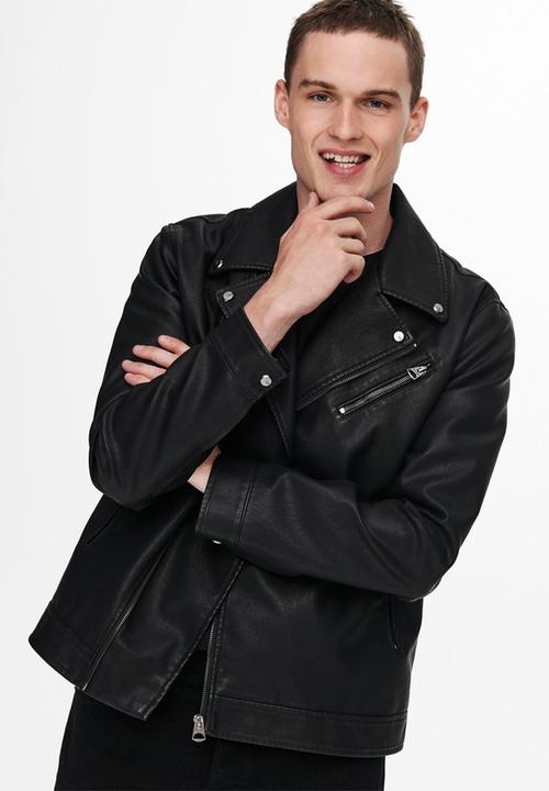 Only & Sons - Saksel biker jacket - black