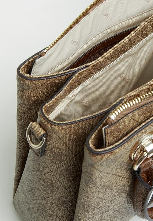 GUESS - Cathleen 3 compartment satchel - brown