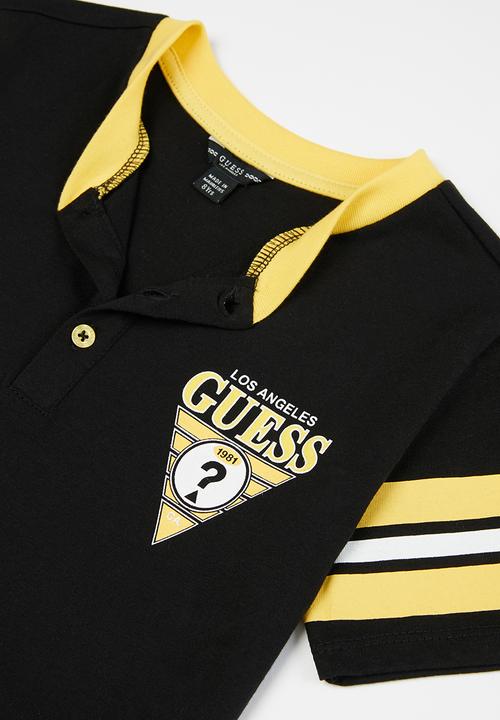 GUESS - Stripe henley - black