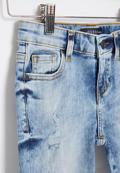 GUESS - Fluo damage denim shorts - blue 