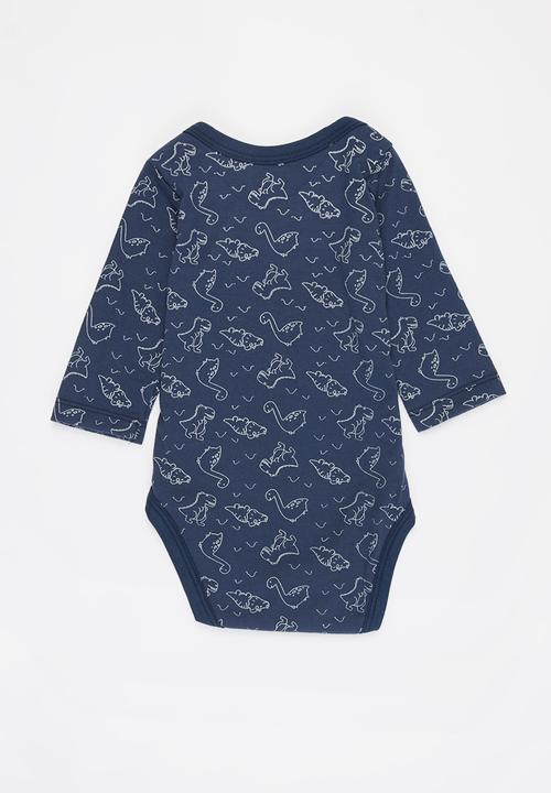 Pop Candy - Baby boys 2 pack babygrow - grey & navy 