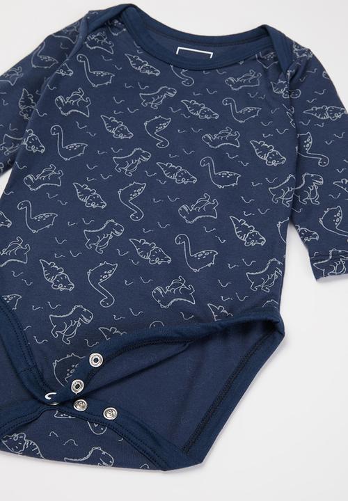 Pop Candy - Baby boys 2 pack babygrow - grey & navy 
