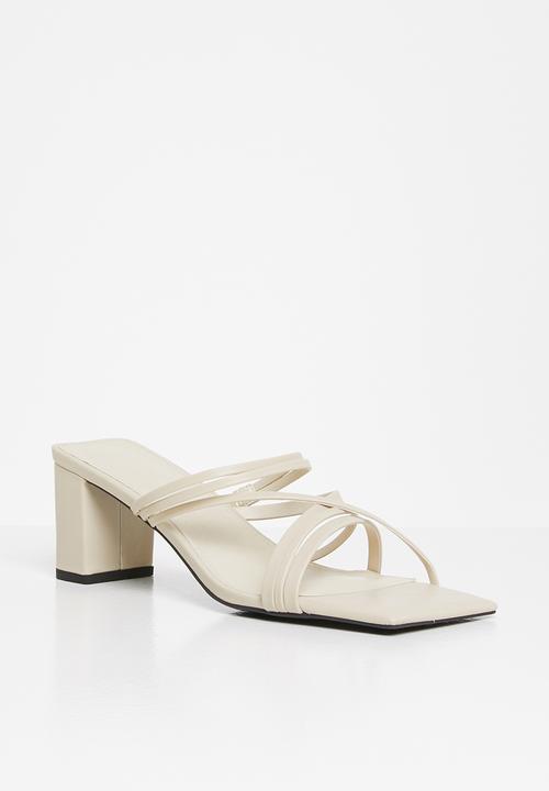 Elle strappy low block heel - bone pu 