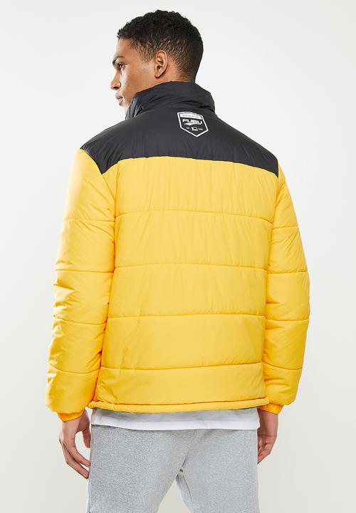 FUBU - Fubu puff mens reversible jacket - black & yellow