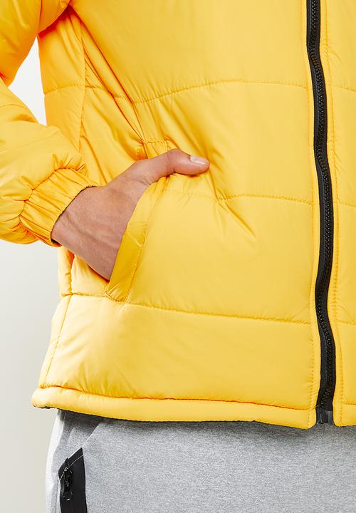 FUBU - Fubu puff mens reversible jacket - black & yellow