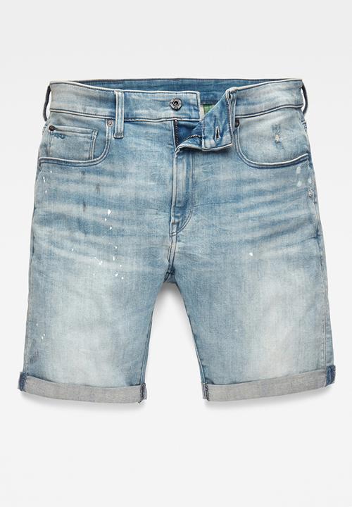 G-STAR - 3301 slim short - vintage nassau destroyed