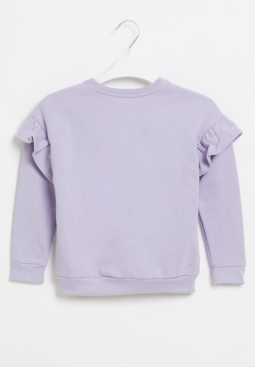 Pop Candy - Younger girls frill sleeve sweat top - purple