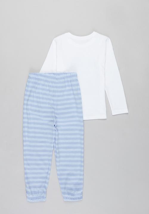 Pop Candy - Long sleeve tee & pants pj set -blue & white 