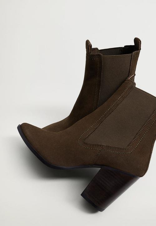 MANGO - Lana leather ankle boot - beige / khaki