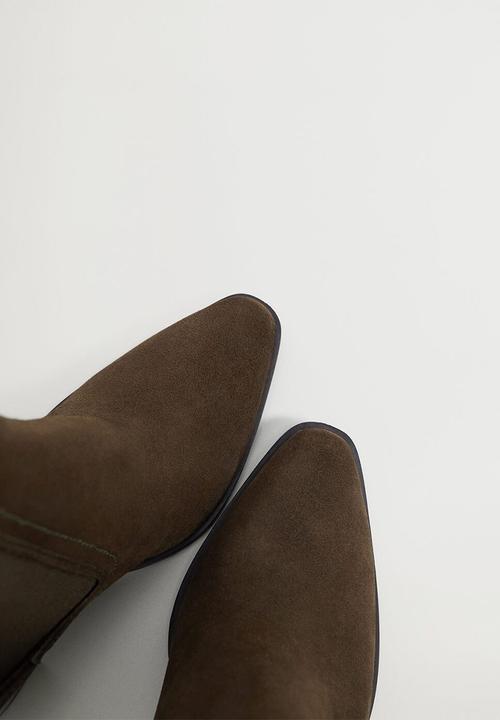 MANGO - Lana leather ankle boot - beige / khaki